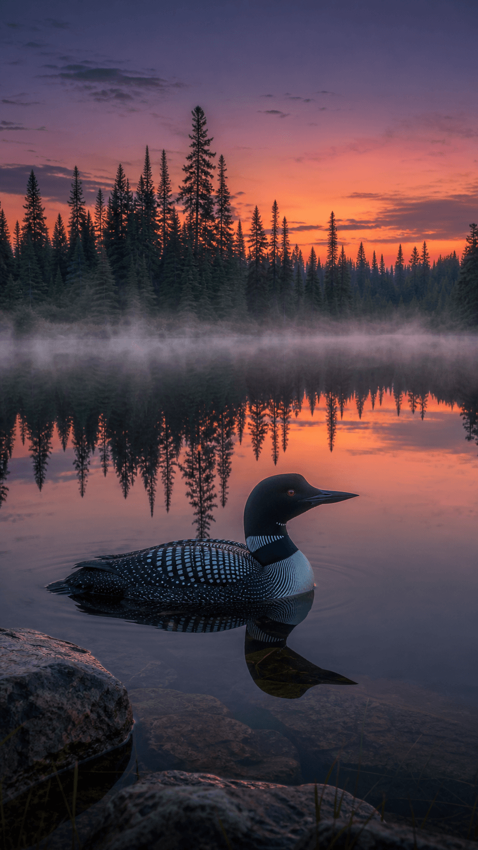 Loon at Dusk, Boreal Lake