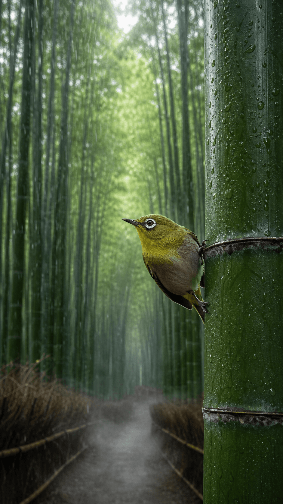 Mejiro in the Bamboo, Arashiyama
