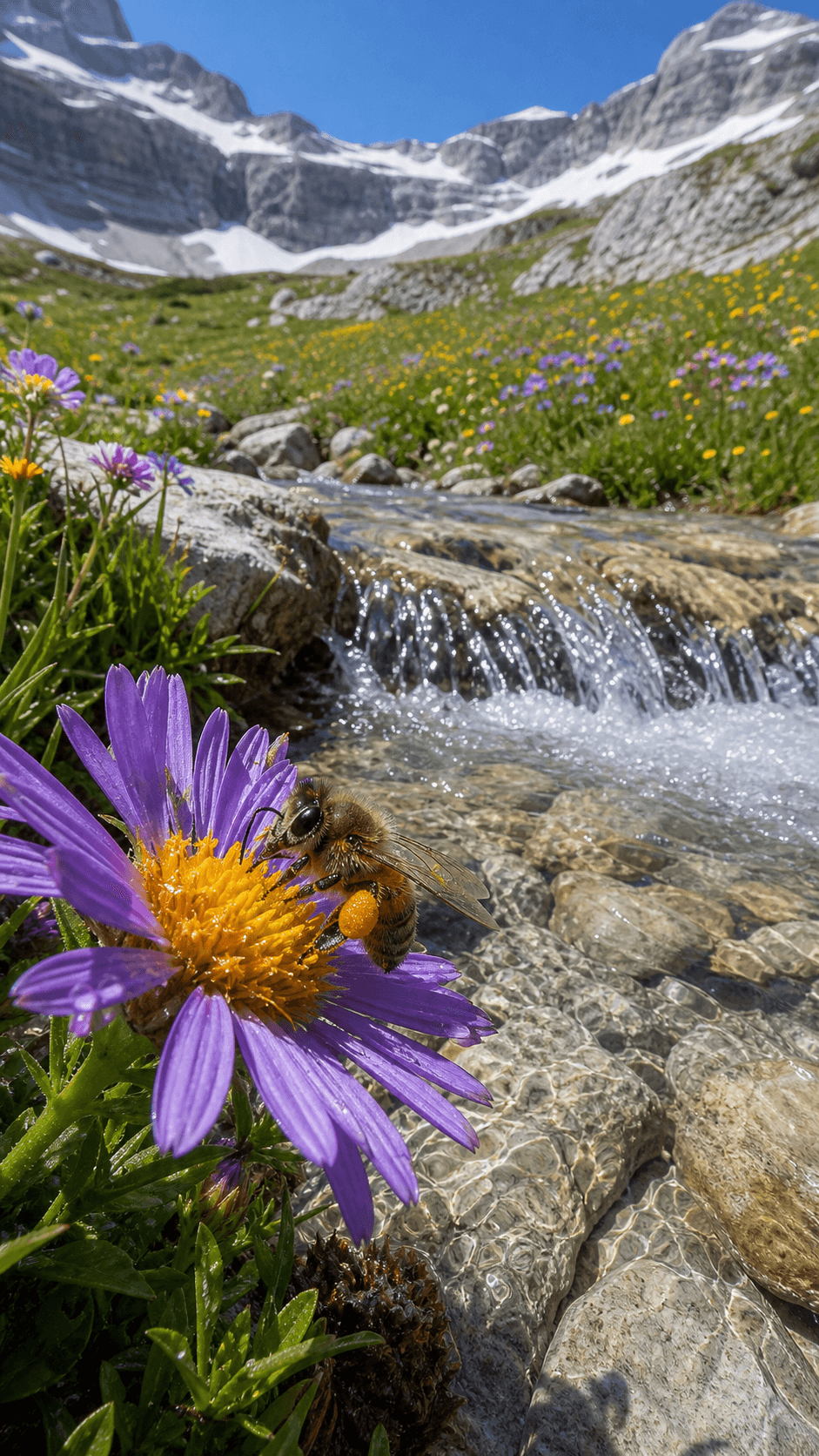 Honey Bee on Alpine Aster
